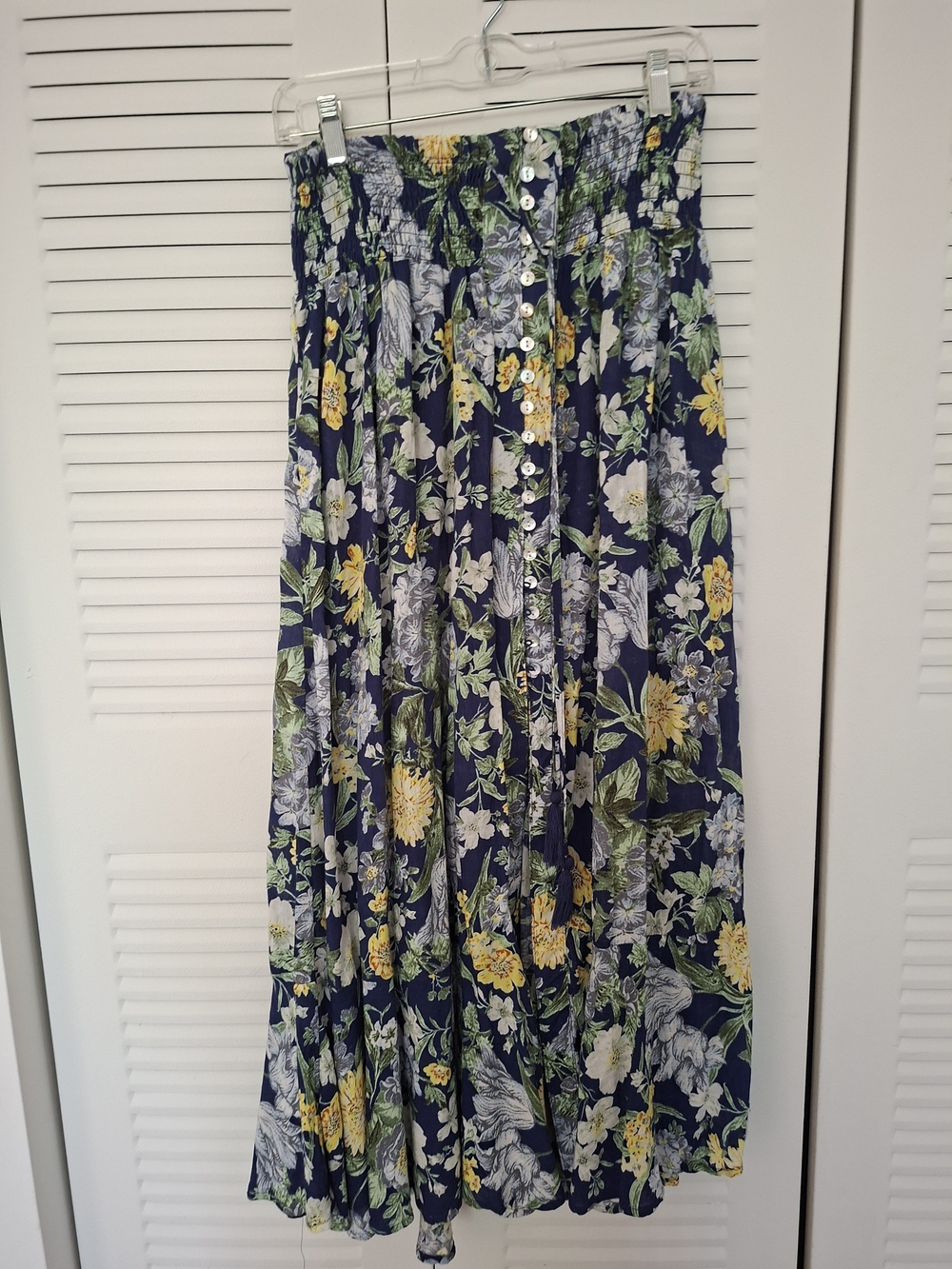 Rachel Navy Floral Button-Front Maxi Skirt